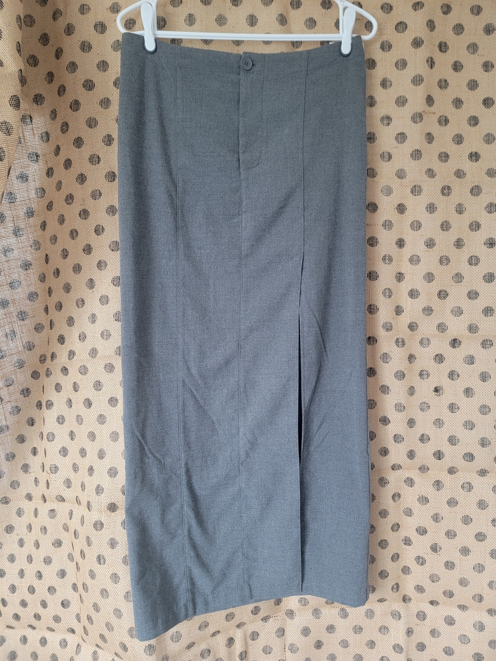 Divided Grey Pencil Skirt with Front Slit